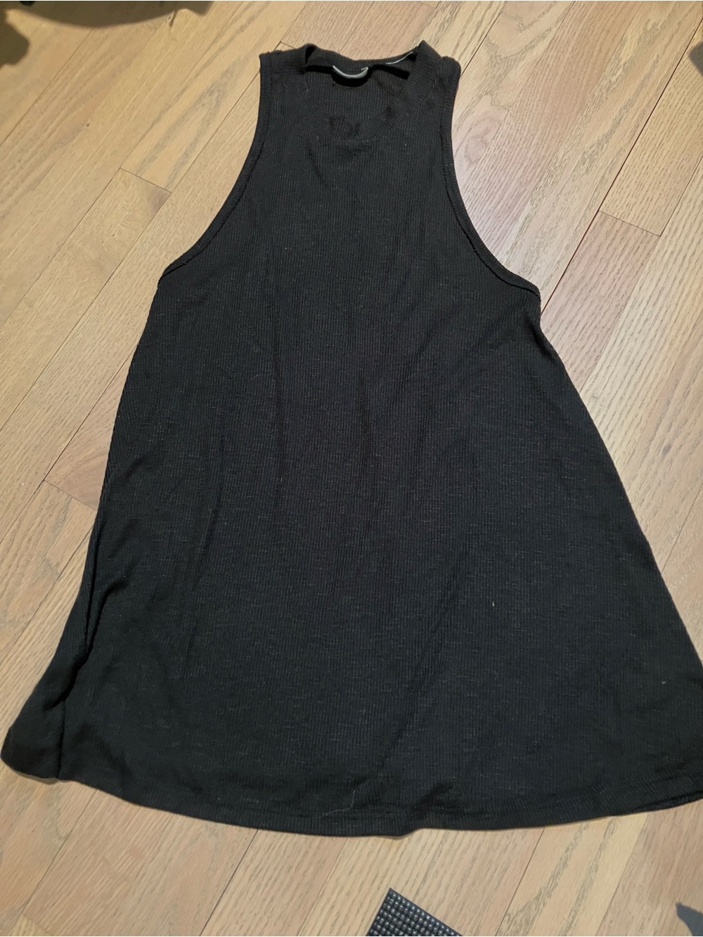 Free People Black Ribbed A-Line Tank
